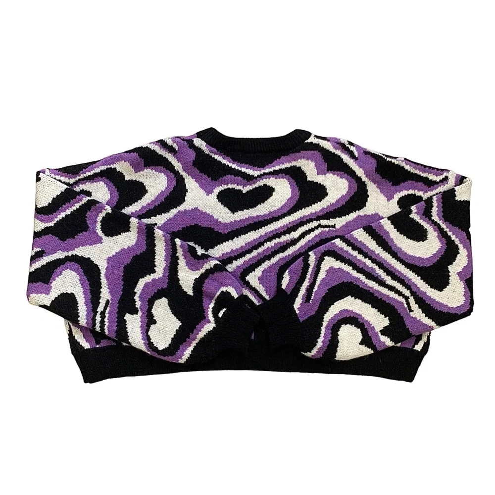 yesstyle 'alfie' purple print cropped sweater ♡ - Picture 2 of 4
